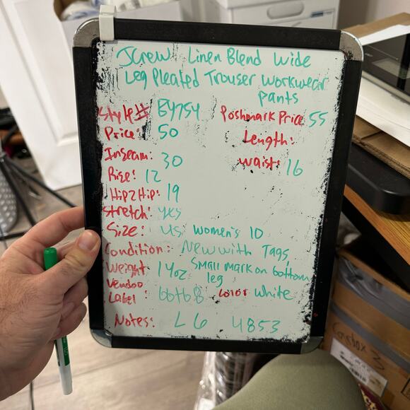 J Crew Linen Blend Wide Leg Pleated Trouser Workwear Pants US Women's 10 New - Picture 7 of 7